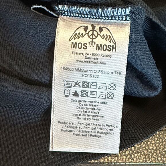 Mos Mosh MM Swann O-SS Flora Tee Women's Black Cropped Boxy Top size Medium - Picture 5 of 9